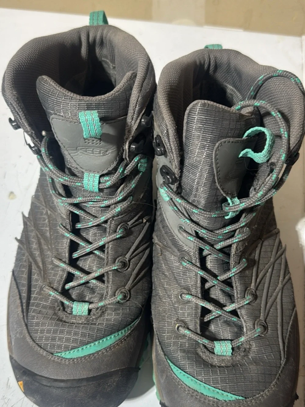 Keen Gray Hiking Shoe with Teal Accents